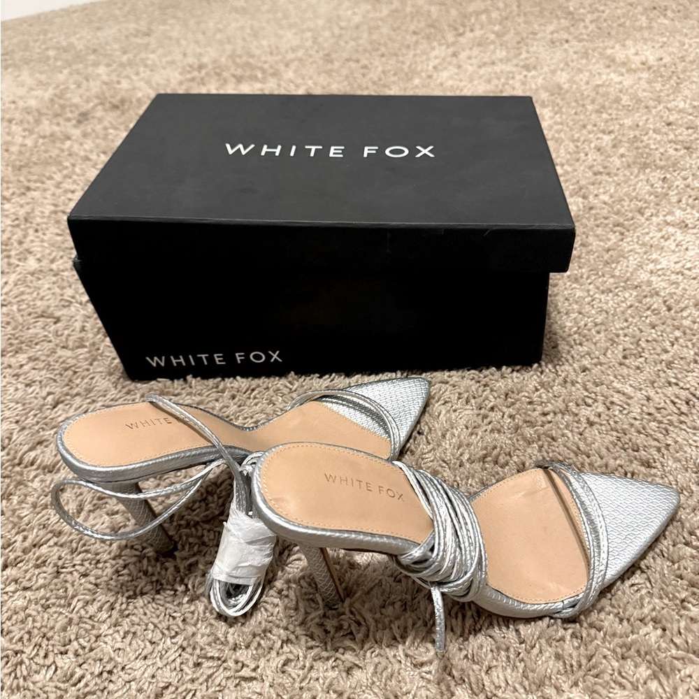 White fox silver heels size 7.5